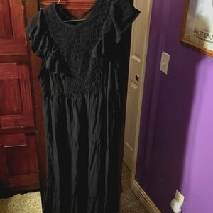 Long Black Dress with Ruffles
